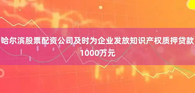 哈尔滨股票配资公司及时为企业发放知识产权质押贷款1000万元